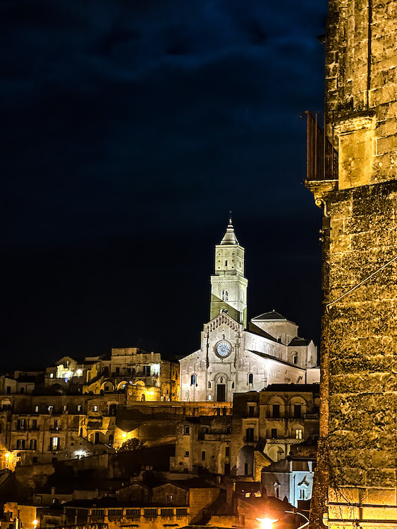 Basilicata - Matera: Basilica Cattedrale Duomo di notte